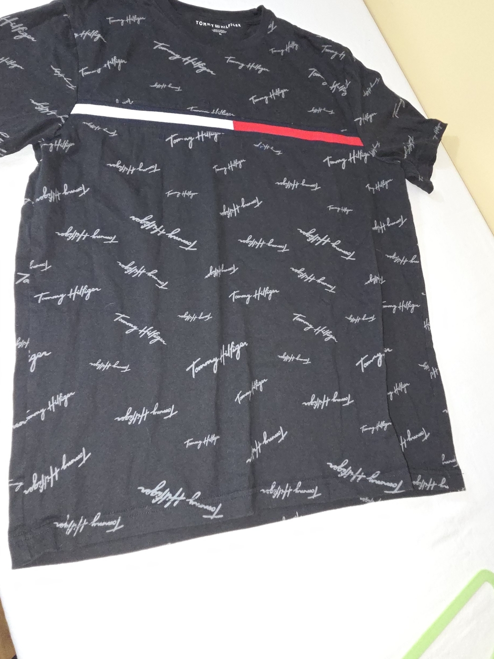 Tommy Hilfiger All Over Script Logo Flag T-Shirt Black M